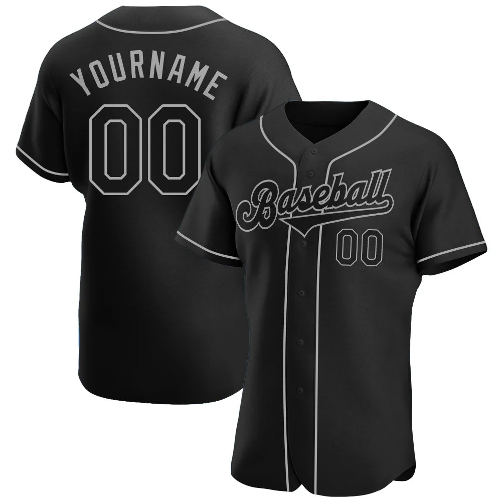 Custom Black Black-gray Authentic Baseball Jersey