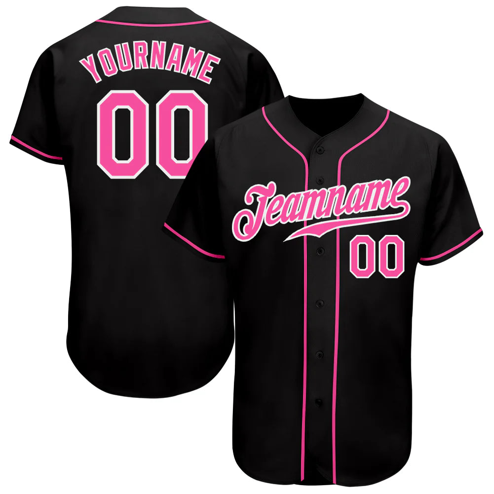 Custom Black Pink-white Authentic Baseball Jersey