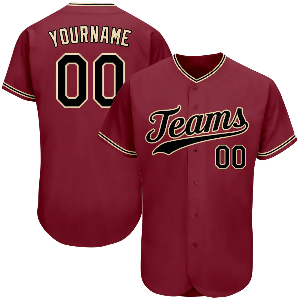 Custom Crimson Black-Red City Cream Authentic Baseball Jersey