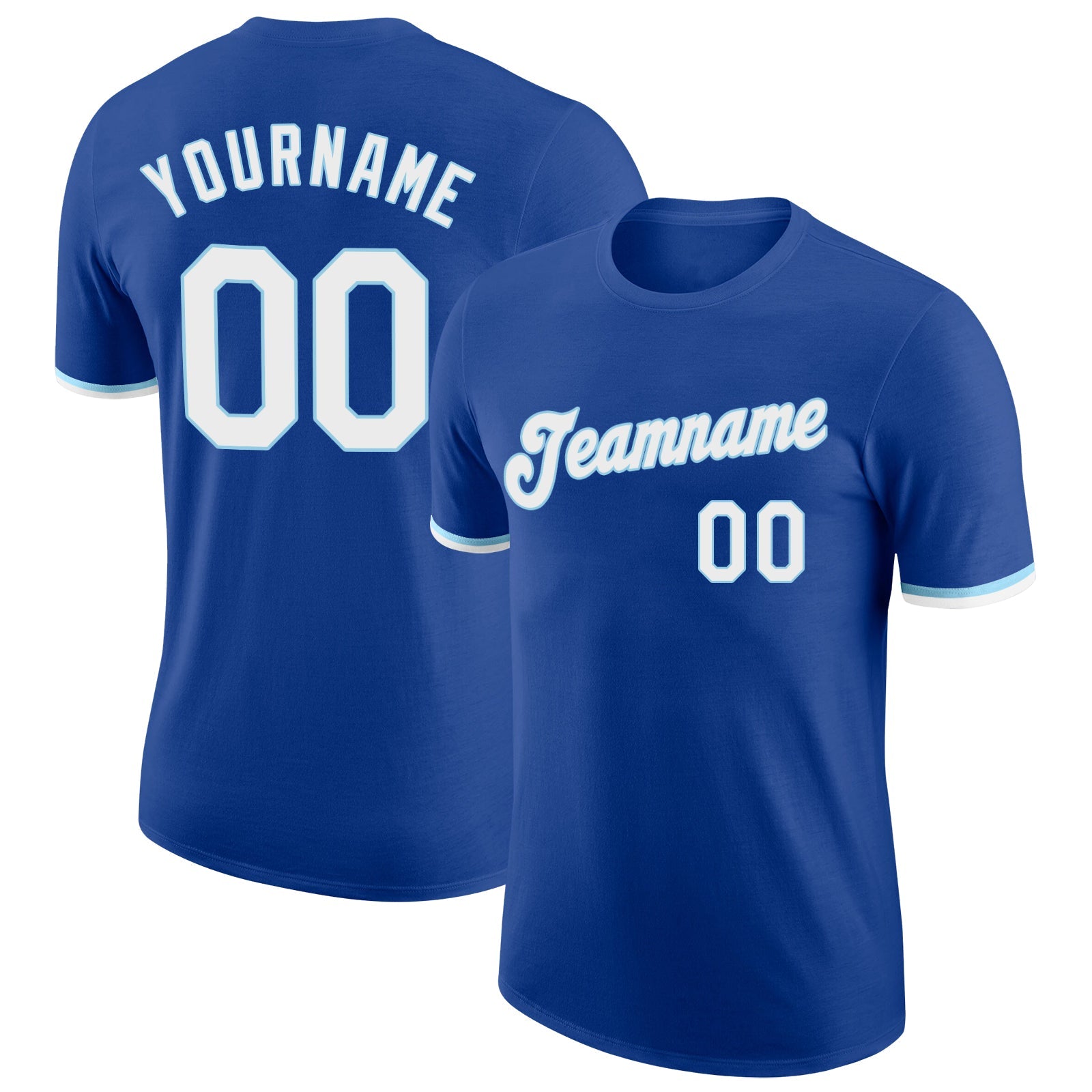 Custom Royal White-Light Blue Baseball Jersey