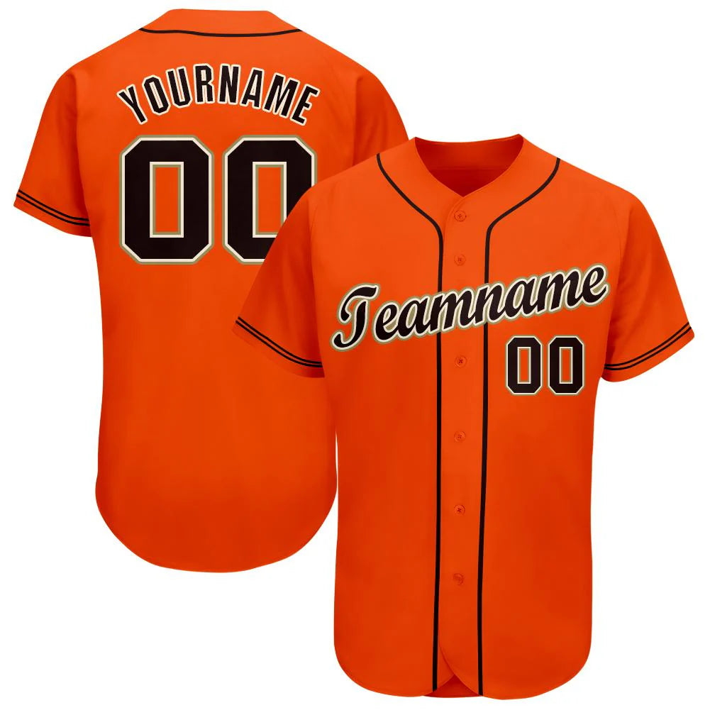 Custom Orange Black Cream-Old Gold Authentic Baseball Jersey